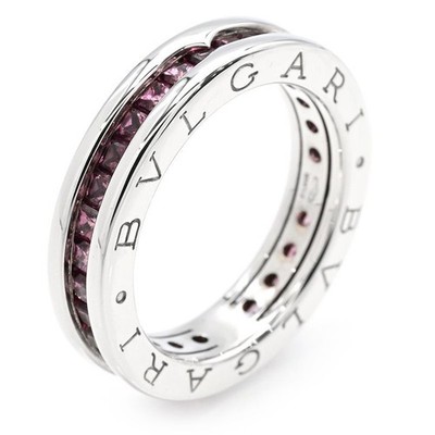 BVLGARI  Ring 1 Band #51 K18WG B-ZERO1 Garnet Eternity White Gold  6.8g 321041