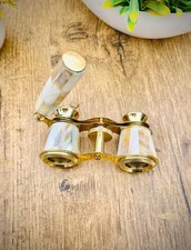 Vintage Mother of Pearl Opera Glasses Elegant Brass Binoculars for Theater Gift