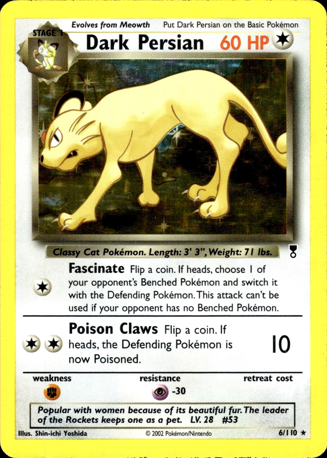 Dark Persian 6/110 - Holo Rare - Legendary Collection - Damaged (Creased)