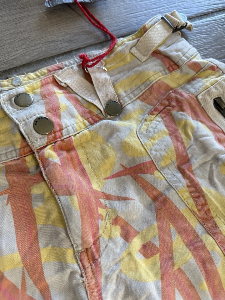 Da Nang шорты желтовато-коричневый хаки оранжевый желтый 100% шелк молнии размер XS грузовой камуфляж - Изображение 2 из 4