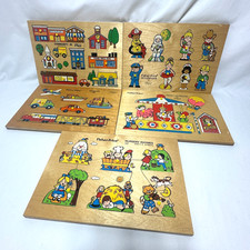 Lot of 5 Fisher Price Vintage Wooden Puzzle 1970s 502, 503, 508, 510, 514