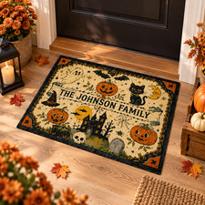 Halloween 3D Illusion Round Rug Spooky Ghost Pumpkin Vortex Floor Mat Decor
