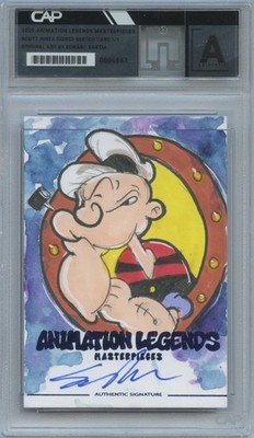 Popeye 2025 Animation Legends Edward Santia Auto Autograph 1/1 Sketch Card