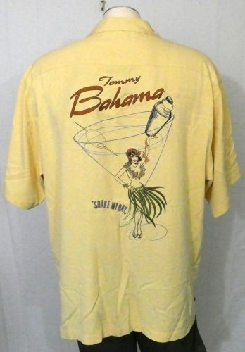 Tommy Bahama Freizeithemd gelb XL SS bestickt Shake My Day Seide - Bild 2 von 8