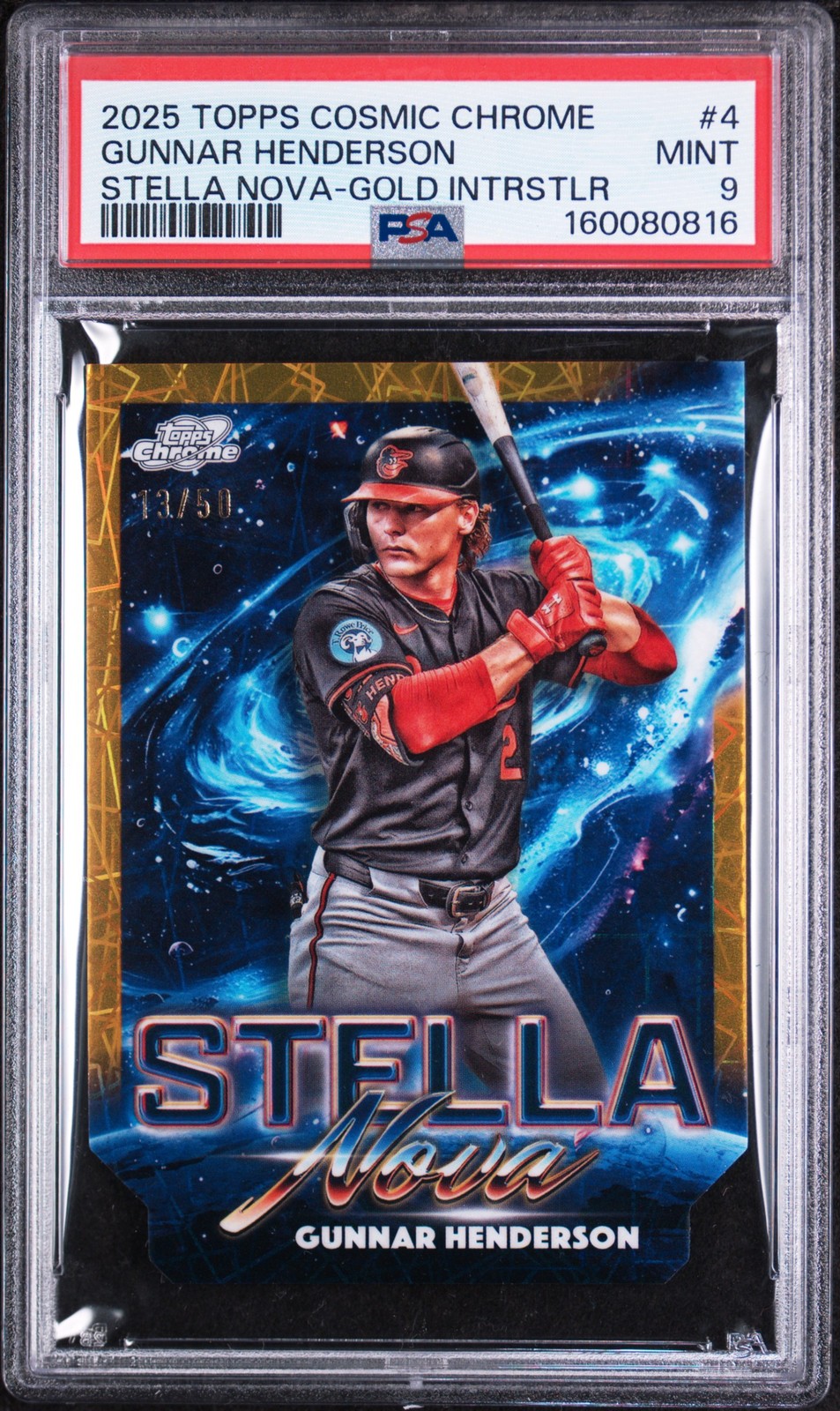 2025 TOPPS COSMIC CHROME STELLA NOVA #4 GUNNAR HENDERSON 13/50 PSA 9 view 1