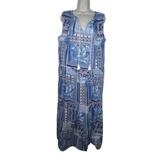 J. McLaughlin Christa Tropical Print Tassel Maxi Dress Cotton Preppy Women XL