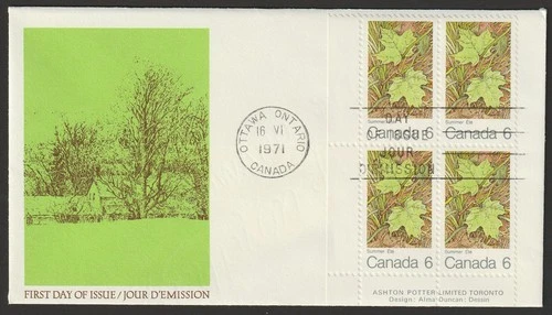 Canada #536, Maple Leaves in Summer, LL PB, Official First Day Cover, FDC 1971