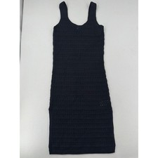 Old Navy Womens Black Pointelle Open Knit Sleeveless Scoop Neck Midi Dress XS
