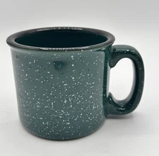 Green Speckled Ceramic Campfire Mug Heavy 12 oz