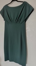 Calvin Klein Sheath Dress Green Knee Length Boat Neck Short Sleeve Size 12