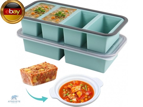 2 StüCk Silikon Gefrierform, 2000Ml Extra GroßE Einfrieren BehäLter Mit Deckel,-image