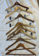 Lot Of 8 Wooden Suit Hangers Coat Pants Vintage Blond Natural Wood -