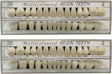 56 Pcs False Teeth Fake Teeth 2 Sets Synthetic Resin Dental Tooth, Upper Lower D