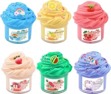 Premade 6 Pack Butter Slime, Slime with Peachybbies Watermelon Lemon Charms,...