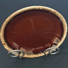 Vintage Hull Pottery USA Brown Drip Glaze Oven Proof Round Dinner Plate 10.5"