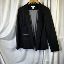 Chicos Black Knit Pique LS Jack Blazer 100 Cotton Retail 119 Sz 1 Small