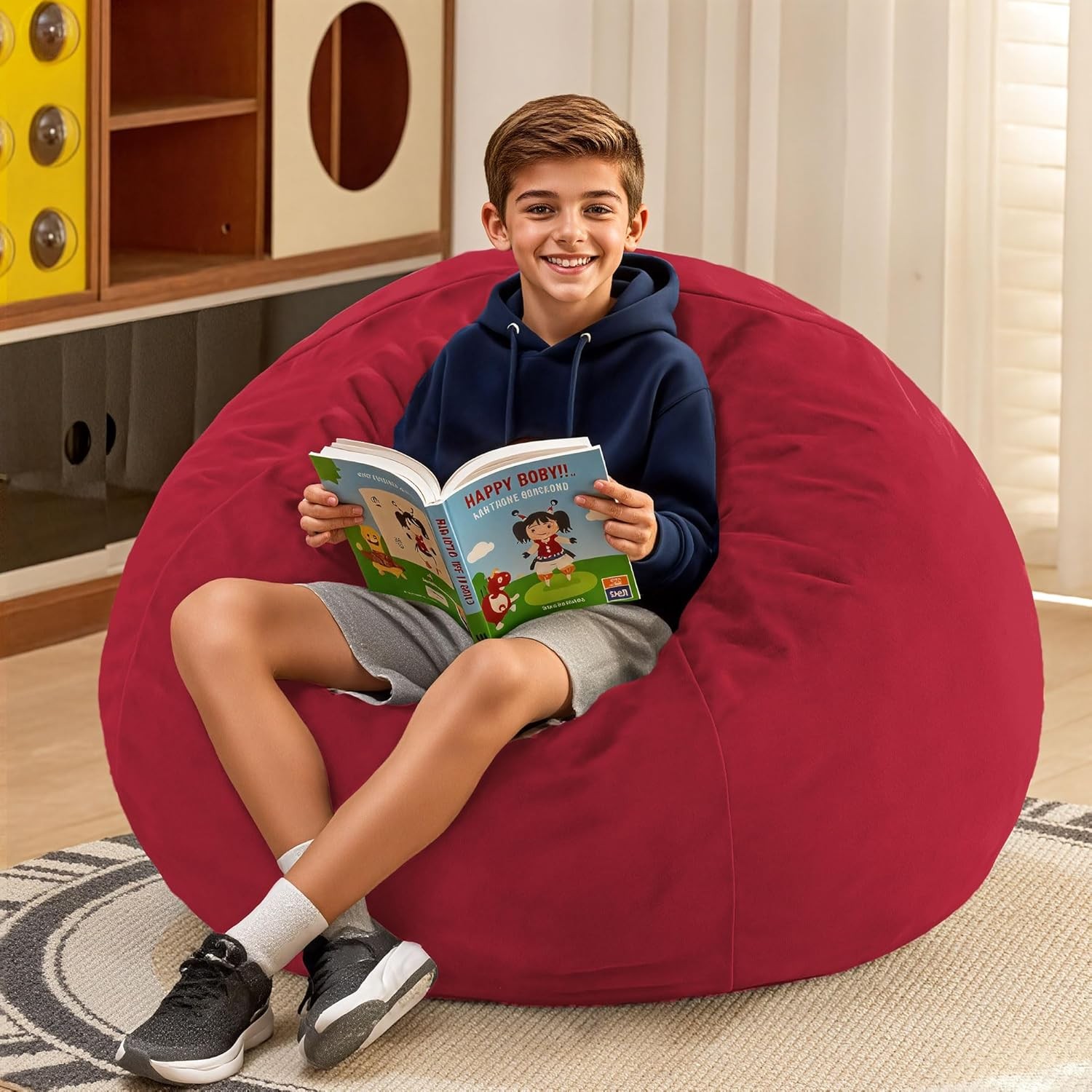 HABUTWAY 2FT Bean Bag Chair, 2' Beanbags Small Bean Bag Chairs with Filling,