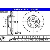 Bremsscheibe ATE 24.0128-0115.1 (2 Stk.)