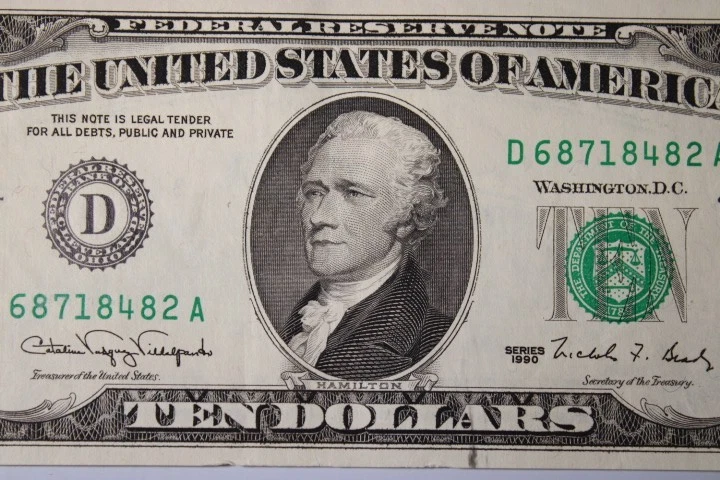 Series 1990 C 10$ Dollar Bill Federal Reserve Note Ten Dollars 39 - Image 2 of 4