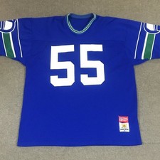 VTG MacGregor Sand Knit Brian Bosworth Seattle Seahawks Jersey #55 Blue Adult XL