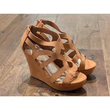 Brand New TOP MODA brown camel colored wedges womens size 8