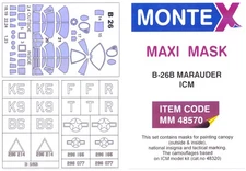 Montex MAXI Mask 1/48 MARTIN B-26B MARAUDER CANOPY PAINT MASK ICM Models