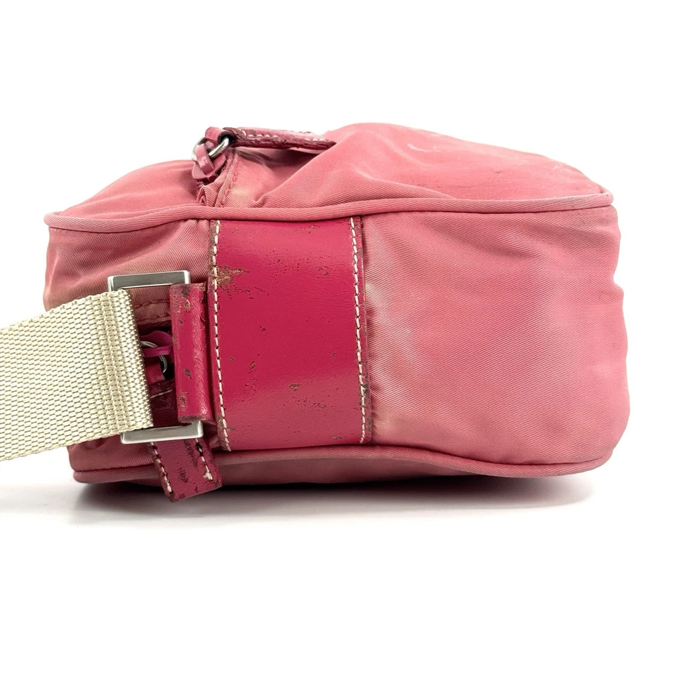 PRADA Tessuto Logo Nylon Shoulder Bag Pink Authentic 0151 - Image 4 of 4