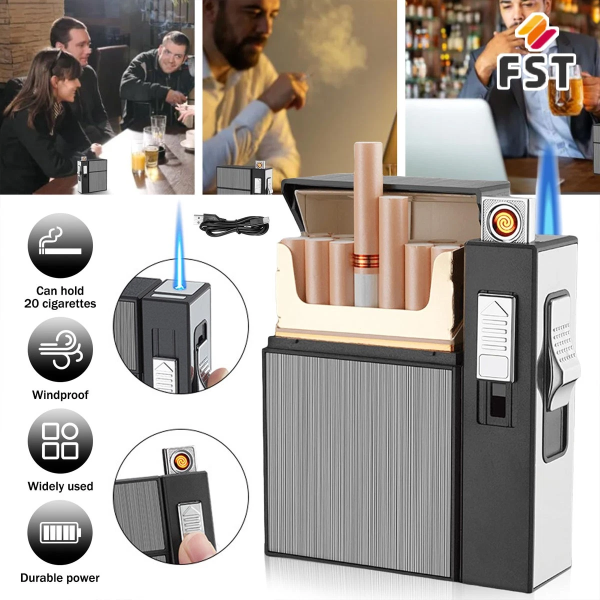 cigarette case with built in lighter uk Metal cigarette case 2-in-1 lighter, built-in lighter, windproof filled  butane gas lighter, jet torch lighter, automatic ejection cigarette case  (gas not included) (Color : B) : Amazon.co.uk: Fashion