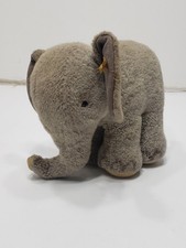 Vintage 1950s-1960s Steiff Elephant Plush Toy w/ Button in Ear Yellow Tag