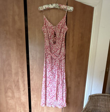 Monsoon Pink White Floral Midi Dress Sleeveless UK 12