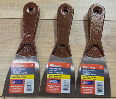 ALLWAY TOOLS T30F 3'' Flex All Steel Wall Scraper Lot of 3
