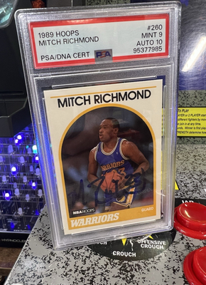 #ad 1989 Hoops Mitch Richmond #260 RC Rookie Signed Autographed PSA Mint 9 Auto 10 $129.00