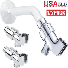 2Pcs Universal Shower Head Holder Arm Mounted Adjustable Screw On Bracket Silver
