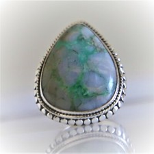 VARISCITE NATURAL GEMSTONE RING 925 SOLID STERLING SILVER HANDMADE JEWELRY RING