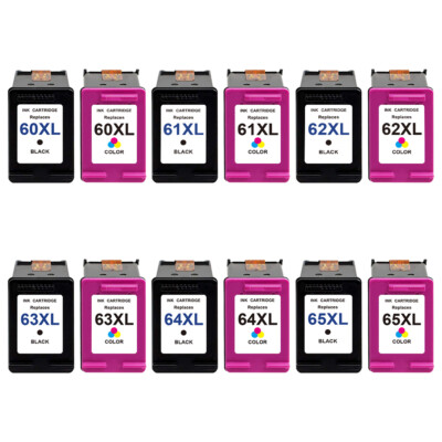 Ink Cartridge Combo for HP 60 XL 61 XL 63 XL 65 XL -With New Chip Show Ink