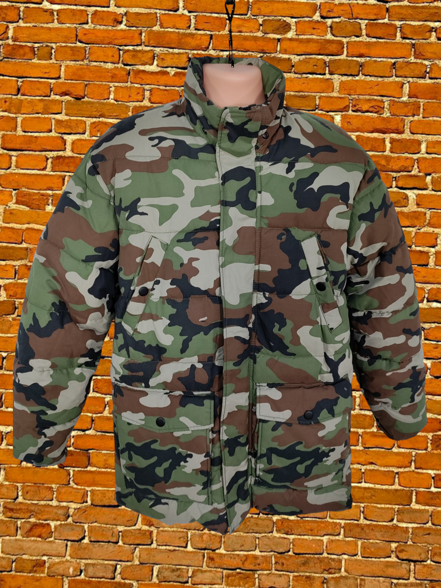 MENS H&M UK SMALL KHAKI GREEN ARMY CAMOUFLAGE PADDED