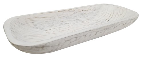 BNDPLUS Wooden Dough Bowl White, Wood Long Dough Bowl Large For Decor - Picture 7 of 11