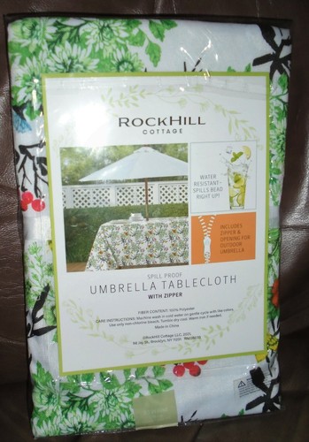 Rockhill Cottage Floral spill proof Umbrella Tablecloth w/zipper 70” Round NEW! - Picture 6 of 7