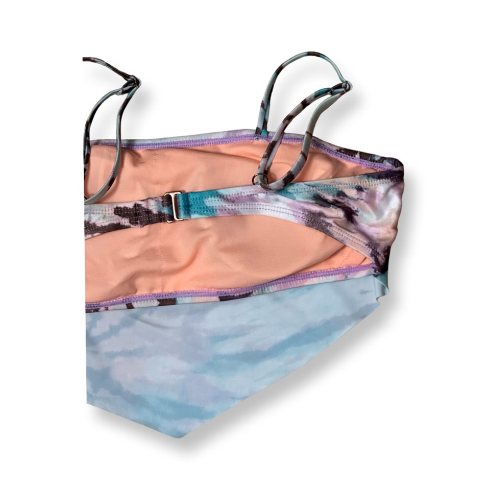 Girls Tankini Handkerchief Swim Top Metallic Multicolor Spaghetti