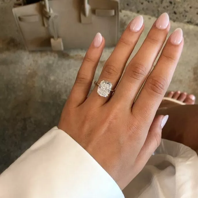 Elongated cushion shop engagement ring