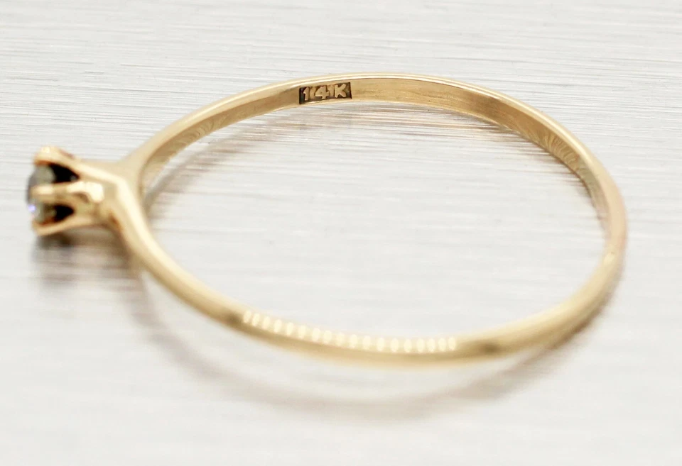 Vintage 0.10ct Round Diamond Solitaire Engagement Ring - 14k Yellow Gold - Image 3 of 4