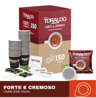 150 Coffee Pods TORALDO FORTE & CREAMY 150 Glasses 150 Pallets 150 Sugar