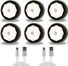 6x LED Motion Sensor Light USB Wireless 850mAh Battery Wall Cabinet Stair Lamp