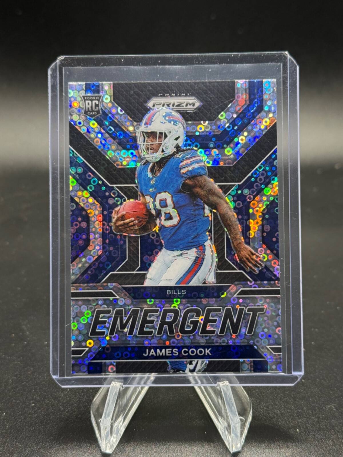 2022 Panini Prizm James Cook Rookie Emergent No Huddle Silver Disco Bills RC
