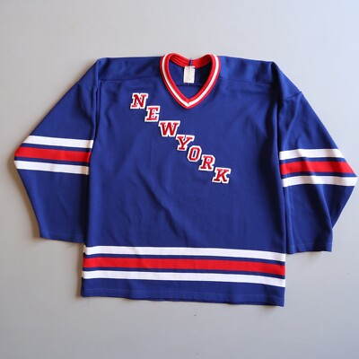 Vintage New York Jersey CCM Maska Hockey Men s Large Youth League Masco