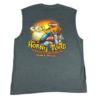 Harley Davidson Tank Top Men's XL Gray Horny Toad Temple Texas Sleeveless Biker