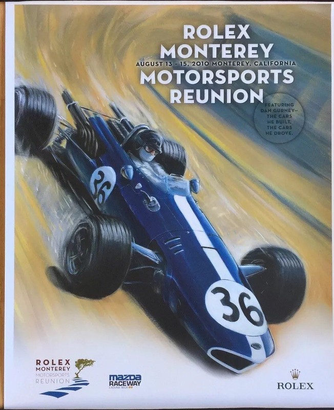 Original Vintage Rolex Monterey Grand Prix Racing Dan Gurney Rare Poster Gift