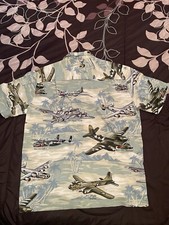 Vintage Kalaheo Hawaiian Shirt Mens L WWII Military Bomber Made In USA Floral