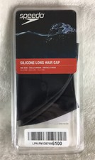 Speedo Unisex-Adult Long Hair Swim Cap Black Silicone Elastomeric One Size