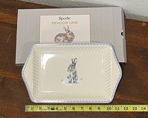 Spode Meadow Lane Dessert Tray Bunny Sparkling Gold Accents Elegant Entertaining - Picture 6 of 7